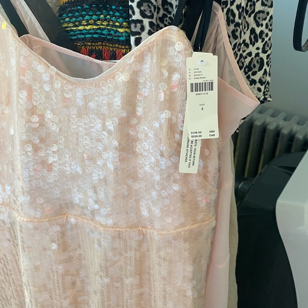Anthropologie Pink Sheer Layer MIDI Dress - Picture 5 of 8